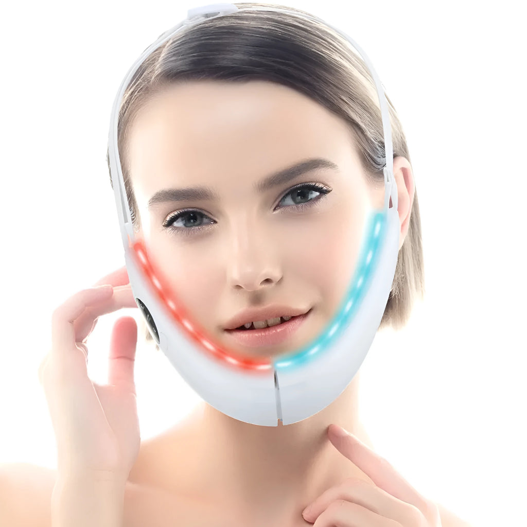 White facial lifting instrument with light therapy functions and massage settings