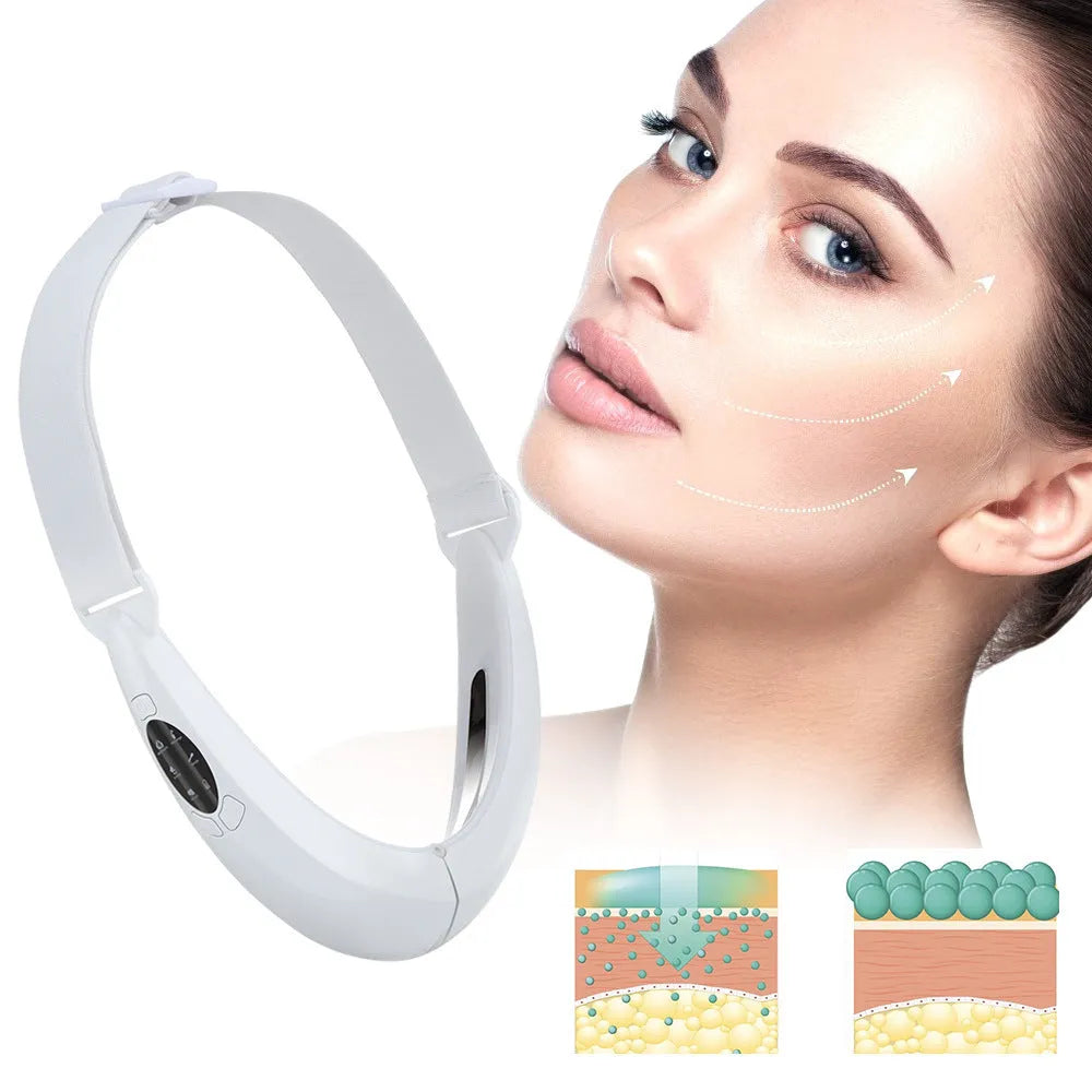 White facial lifting instrument with light therapy functions and massage settings