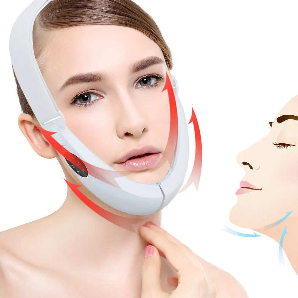 White facial lifting instrument with light therapy functions and massage settings