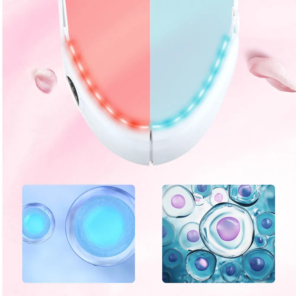 White facial lifting instrument with light therapy functions and massage settings