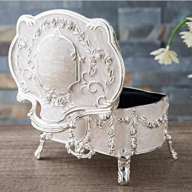Hangkai European silver enamel jewellery box, zinc alloy epoxy construction, three sizes available