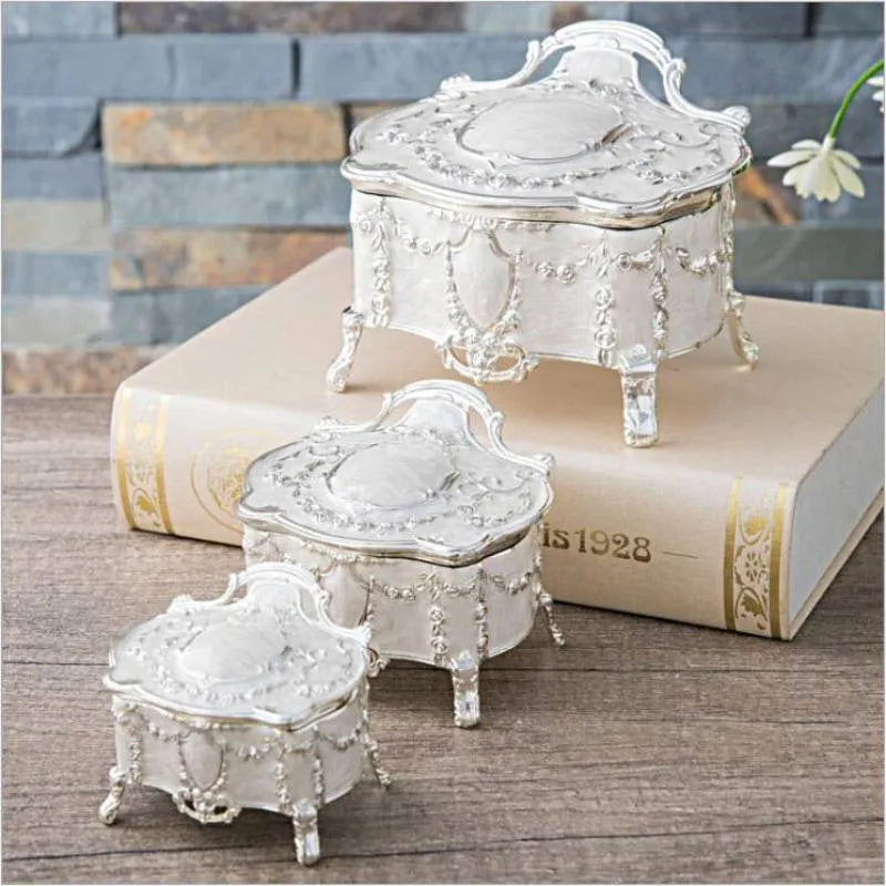 Hangkai European silver enamel jewellery box, zinc alloy epoxy construction, three sizes available