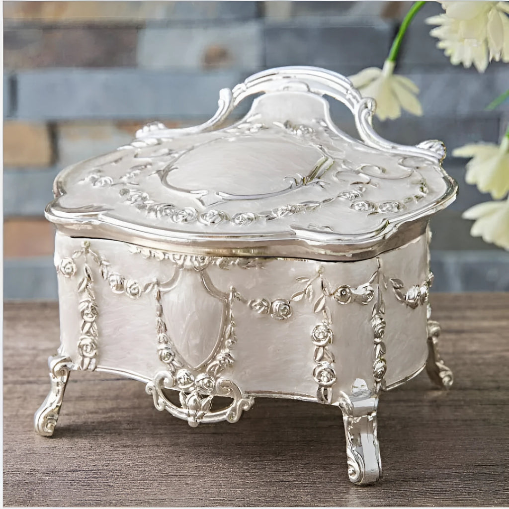 Hangkai European silver enamel jewellery box, zinc alloy epoxy construction, three sizes available