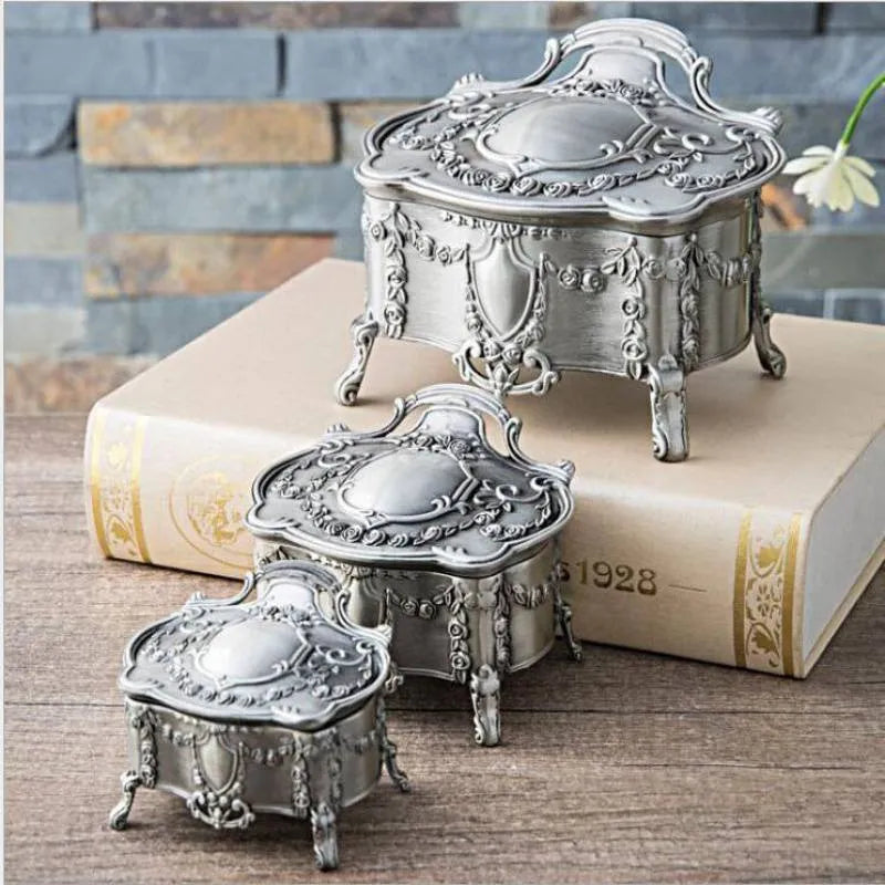 Hangkai European silver enamel jewellery box, zinc alloy epoxy construction, three sizes available