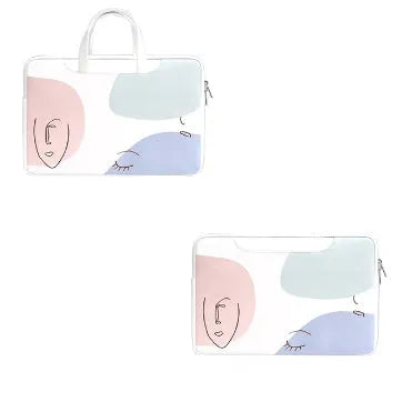 15.6 inch waterproof laptop bag in PU leather with zipper and soft handle available in blue brown and orange