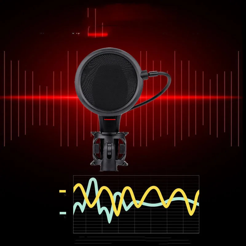 Black live broadcast USB microphone with direct pointing for streaming and singing