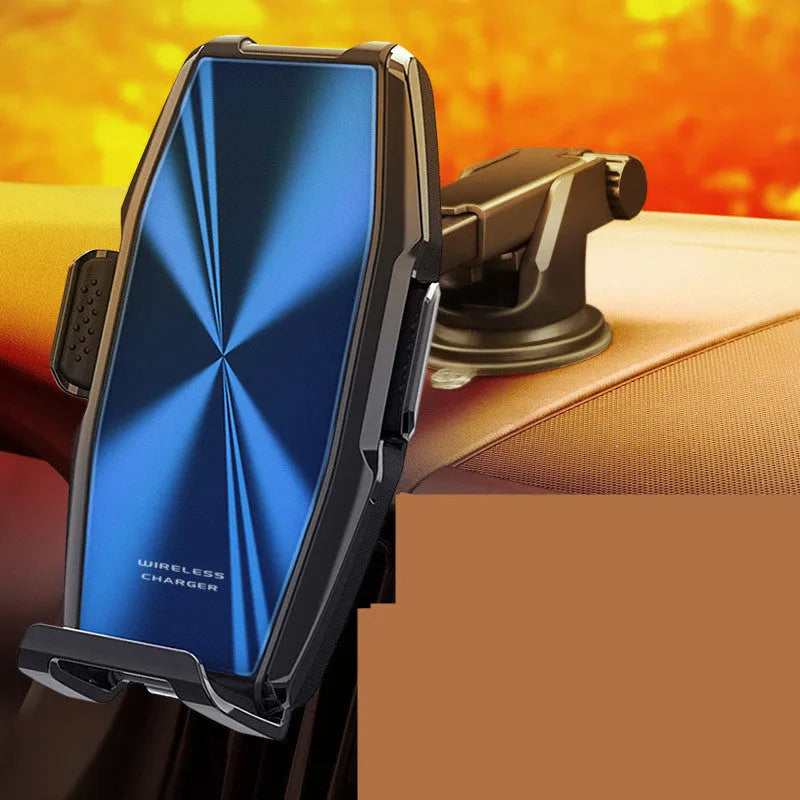 S9 car wireless charger mobile phone holder with indicator light in blue colour on dashboard