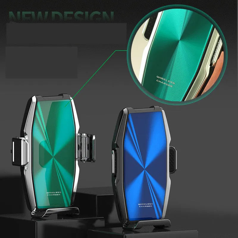 S9 car wireless charger mobile phone holder with indicator light in blue colour on dashboard
