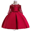 Girls lace-trimmed polyester summer dress available in multiple colours including dark red, green, pink, red, and white