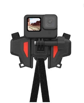Black GoPro motorcycle helmet chin strap mount bracket for action cameras