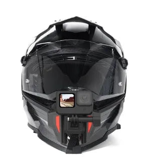 Black GoPro motorcycle helmet chin strap mount bracket for action cameras