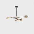 Modern iron and acrylic LED chandelier pendant light with multiple heads for ceiling installation.