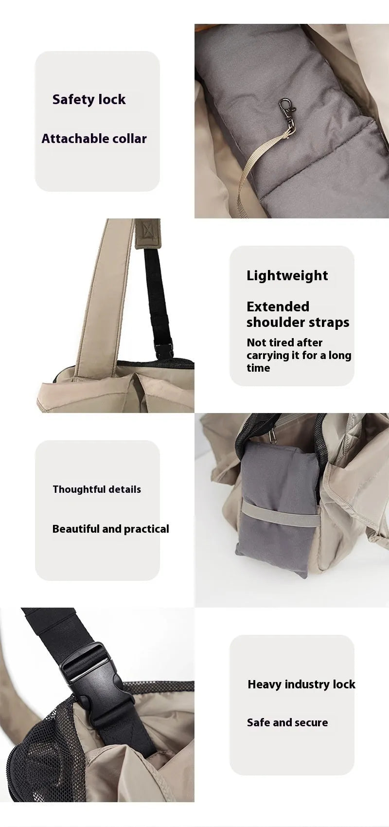 Apricot-coloured cloth pet travel handbag for small dogs and cats