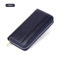 Long genuine leather women's wallet in urban simplicity style, shown in various solid colours