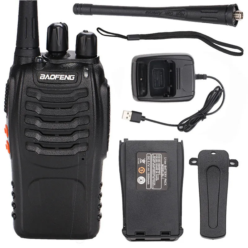 Baofeng USB BF-888S walkie-talkie handheld station in black with UK plug charger