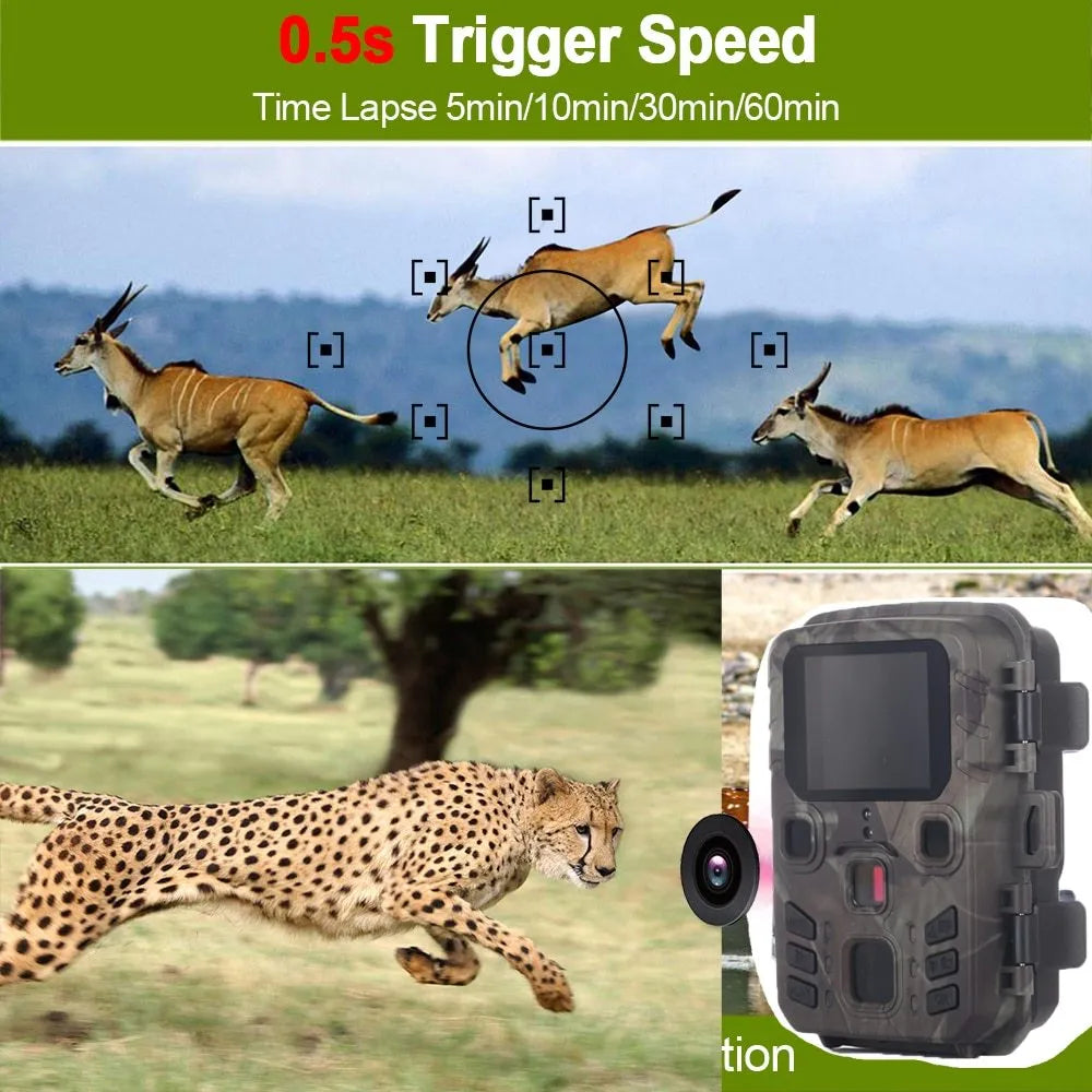 Black infrared night vision monitoring device with 12MP camera and TF Card slot
