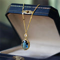 Gold geometric pendant necklace on copper chain with French retro style