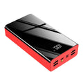 Black and red 40000mAh power bank with LCD screen showing battery percentage