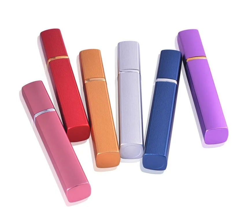12ml aluminum perfume tube square empty bottle with glass liner in silver finish