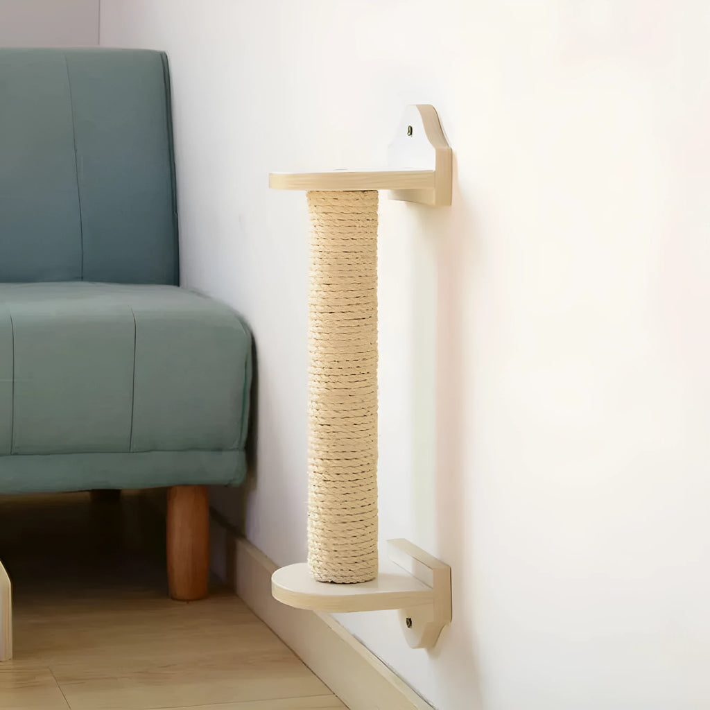 53cm cat scratch column with sisal rope and wood, available in floor mounted and wall type configurations