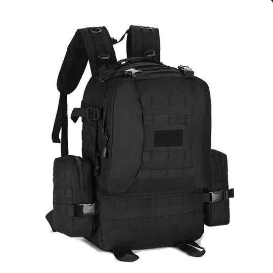 50L outdoor backpack in wolf brown with nylon fabric, multiple compartments, and webbing details