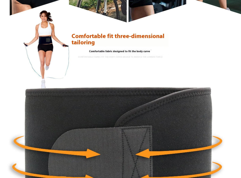 Neoprene lumbar support belt in black, blue, and pink colours for fitness and running