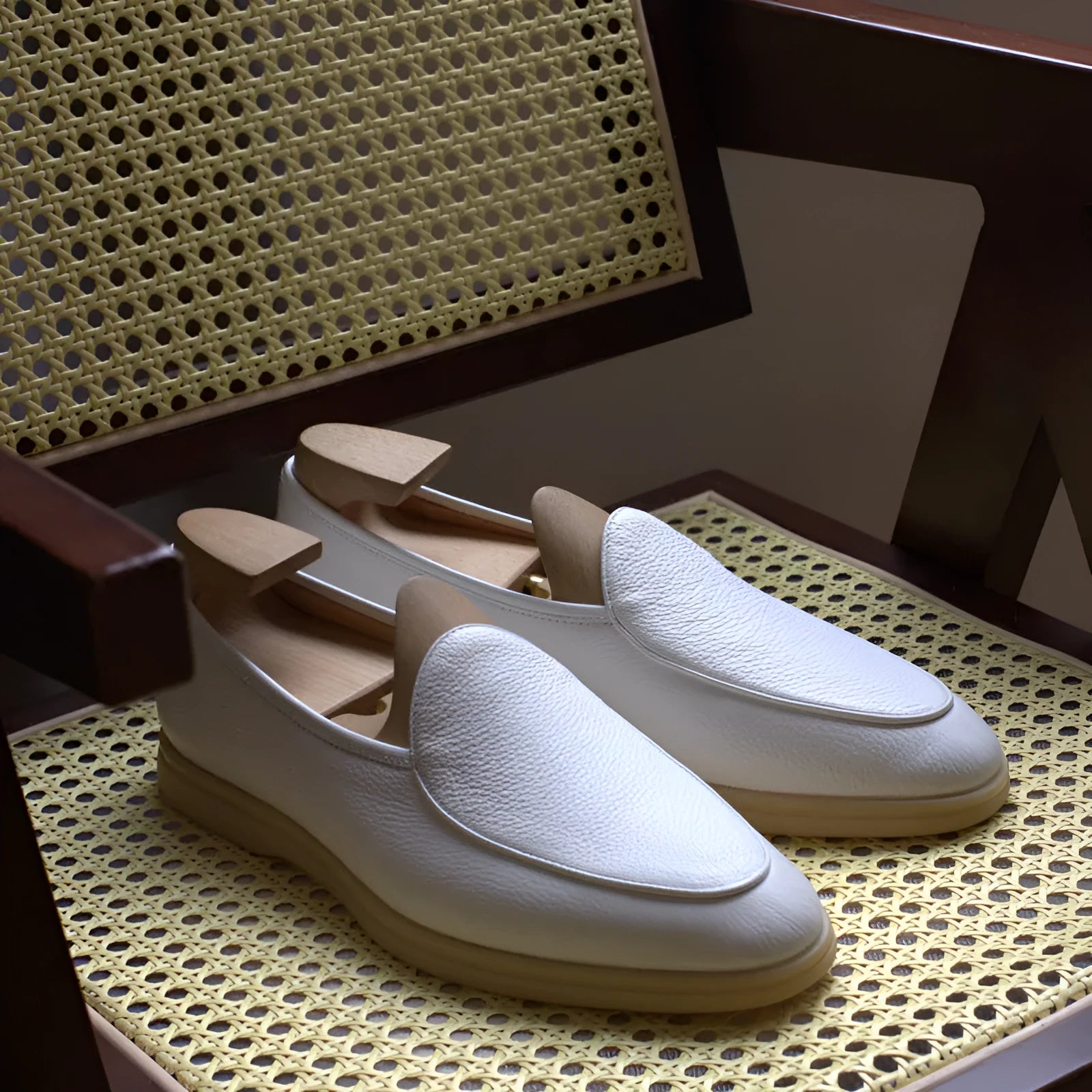 British handmade men's leather loafers LP flat with full grain leather upper and TPR sole