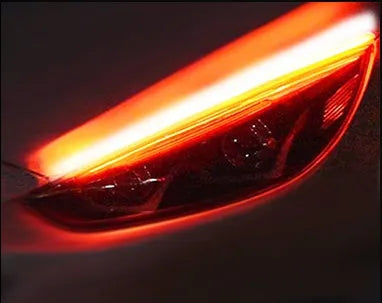 Flexible silicone car LED daytime running light strip with flowing turn signal animation