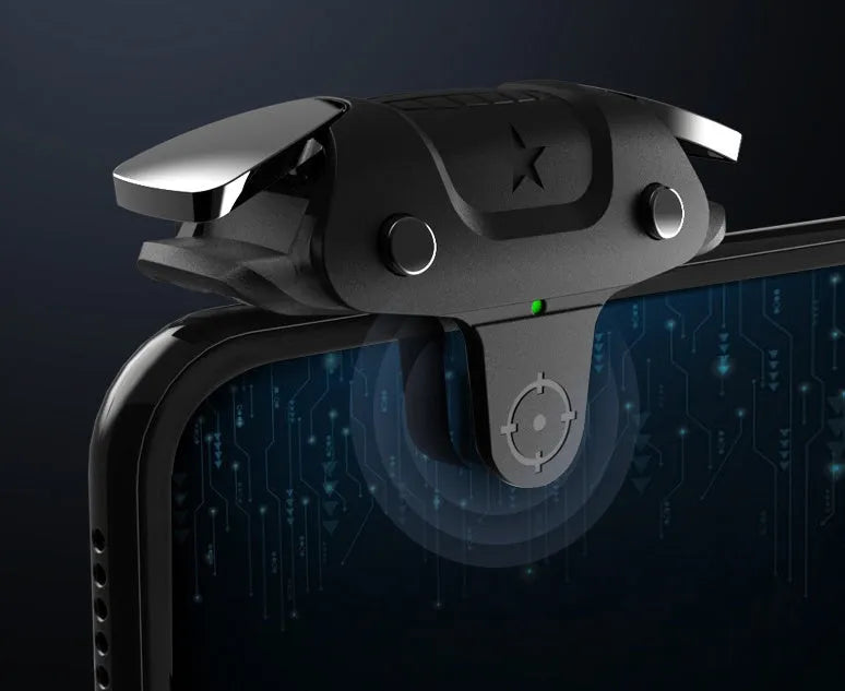 Black F5 wired USB game controller for mobile phones, showing compact handheld design.