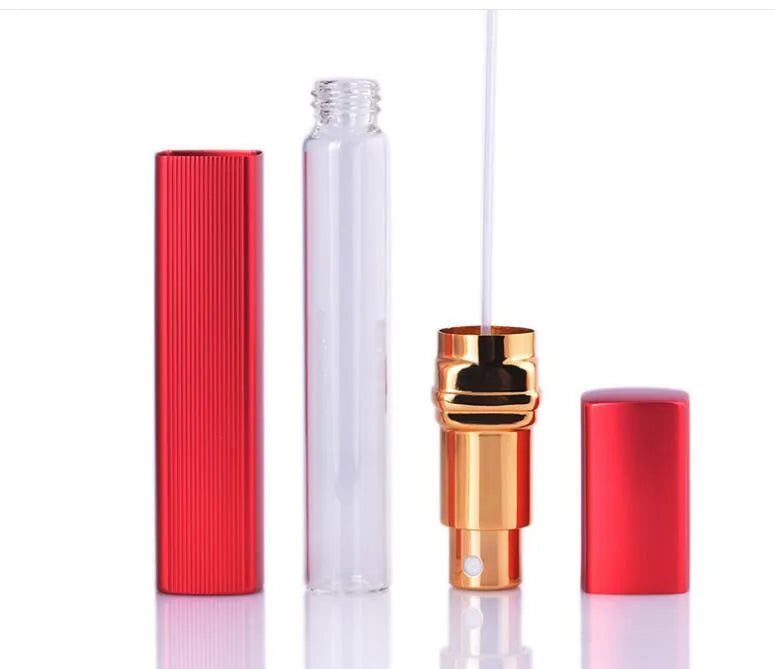 12ml aluminum perfume tube square empty bottle with glass liner in silver finish