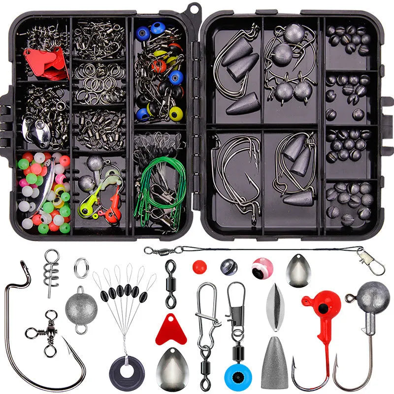 Weihe 257-piece fishing lure accessories set in protective ABS box for Texas, sea and rock fishing