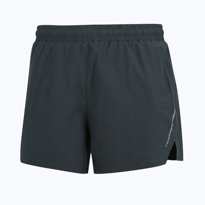 Men's gray quick-dry marathon running shorts with a straight leg on a white background.
