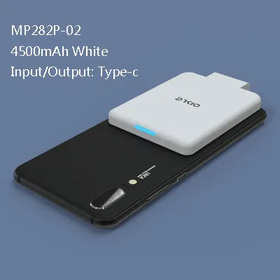 4500mAh back clip battery for iPhone Android Type-C in black, compact size 90mm x 61mm x 9mm