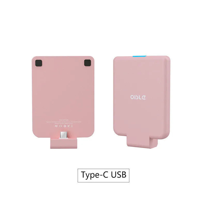4500mAh back clip battery for iPhone Android Type-C in black, compact size 90mm x 61mm x 9mm