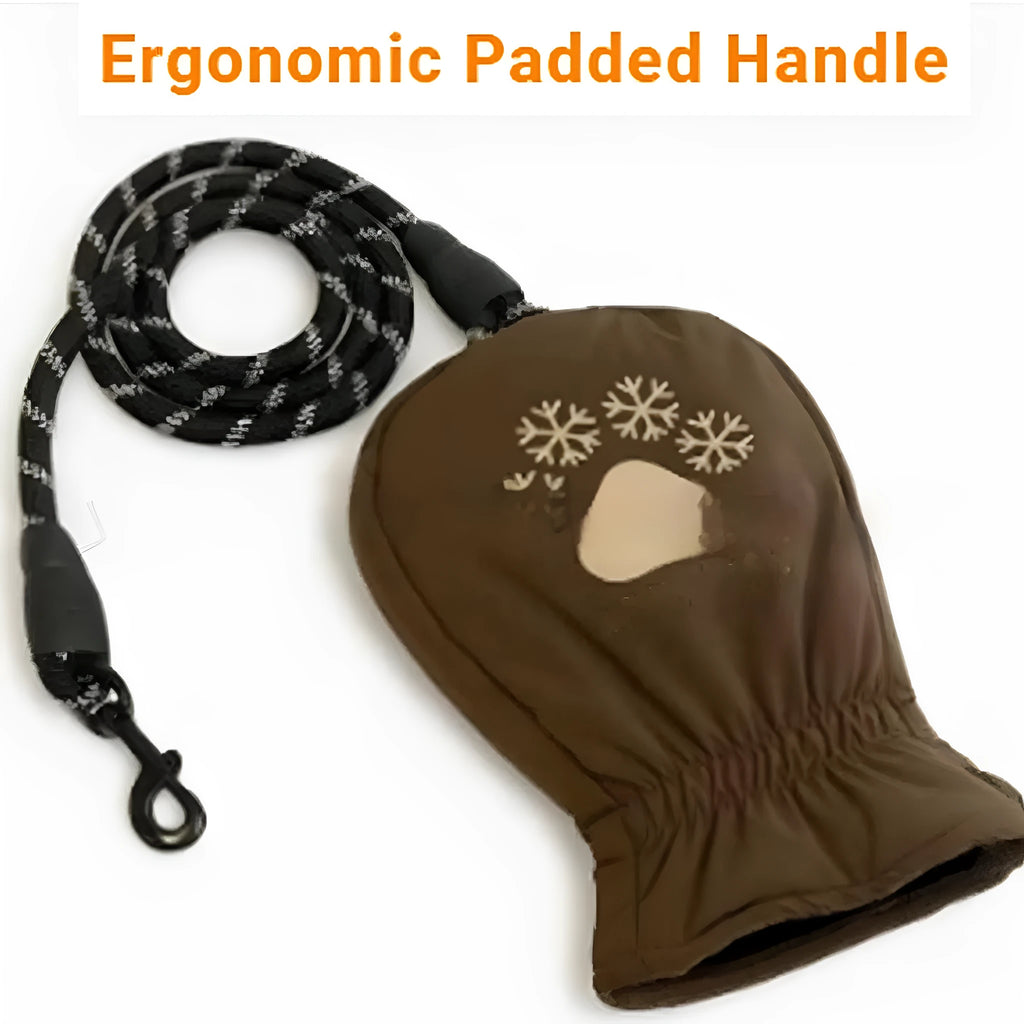 Brown fabric dog leash with built-in glove for warm hands, 1.2m or 2m length