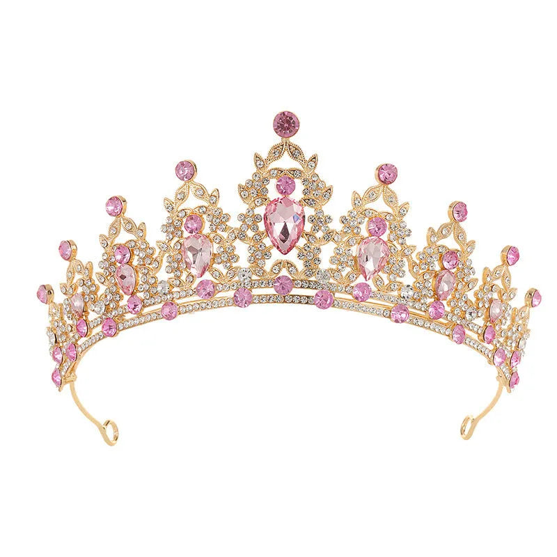 Baroque bride headdress crown with rhinestone detailing in silver and gold colour options