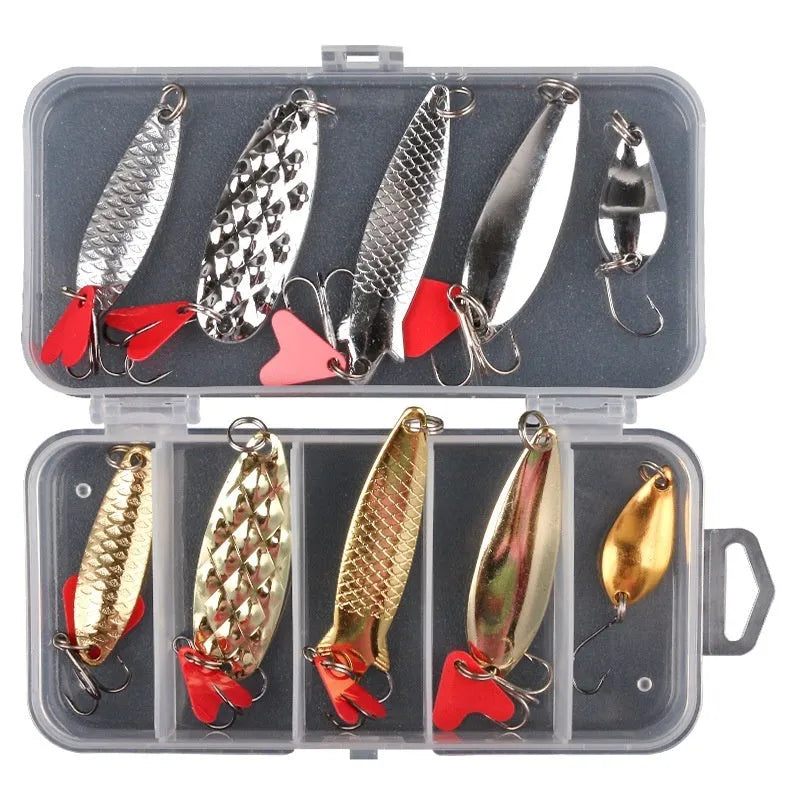 Metal pineapple sequins for fishing lure making in gold and silver colours with box packaging