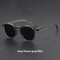 Ultra-light round frame retro sunglasses with polarised grey lenses in sand black colour