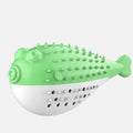 Blue silicone fish-shaped cat chew toy and teaser on a white background.