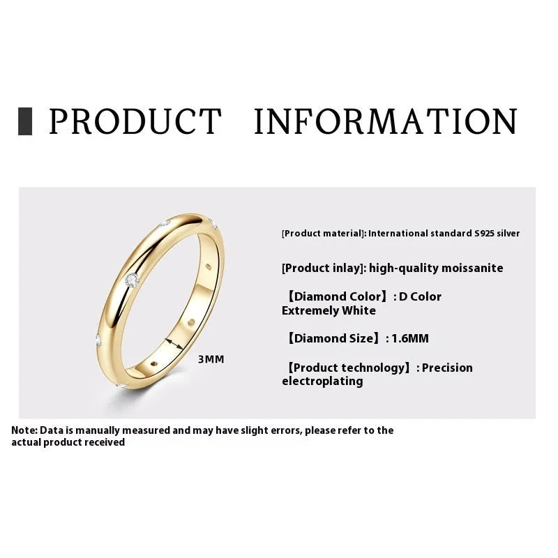 S925 sterling silver simple bracelet ring with star design and geometric band