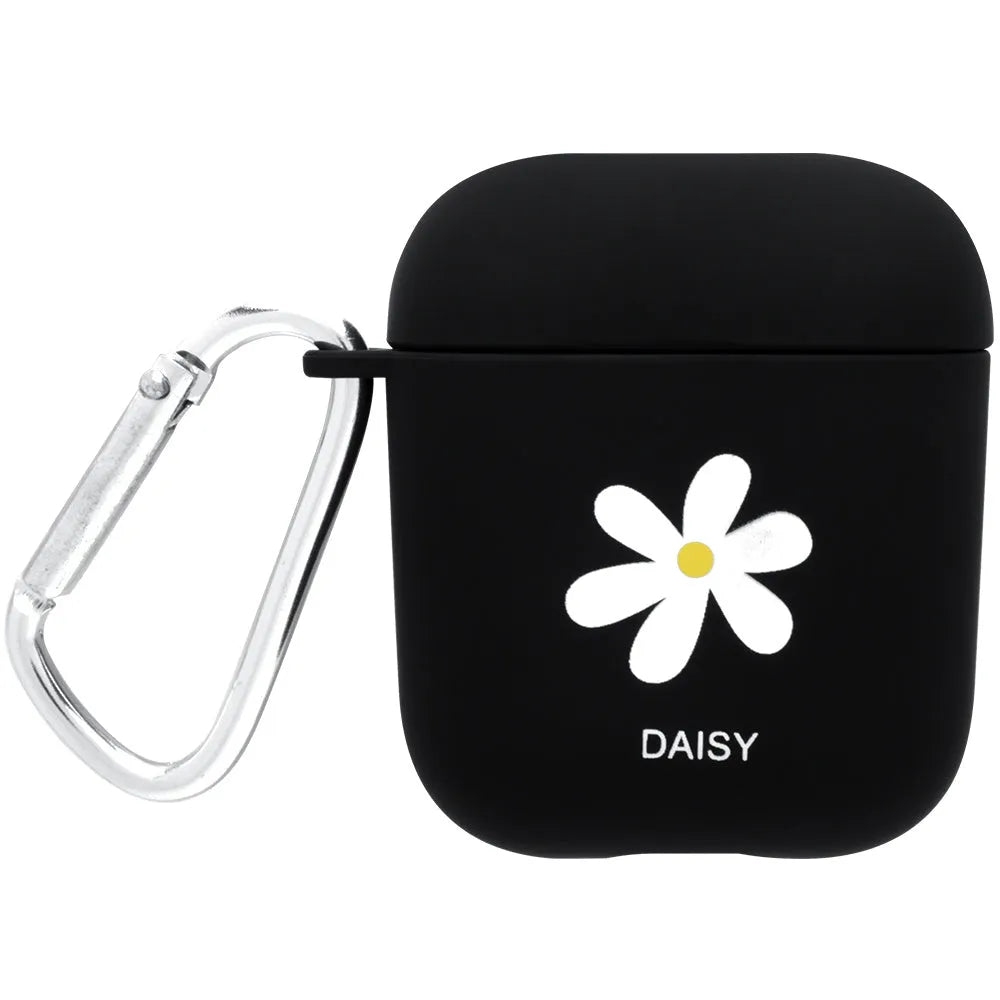 AirPods protective case cover in pink PC plastic with flower decorative design