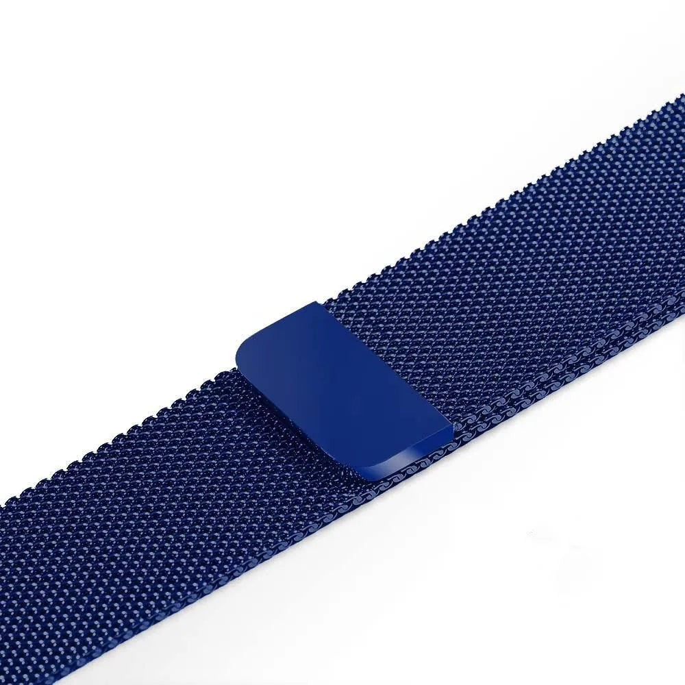 Stainless steel watch strap in silver, black, gold, and rose gold colours showing 22mm and 24mm width options.