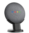 Compact plastic table holder stand for Google Home Mini in black colour with cable slot visible