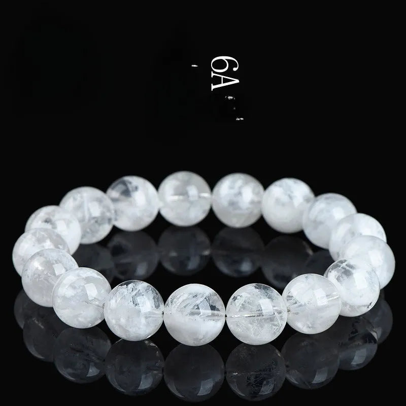 Women's crystal bracelet with natural blizzard snowflake round beads in geometric shape