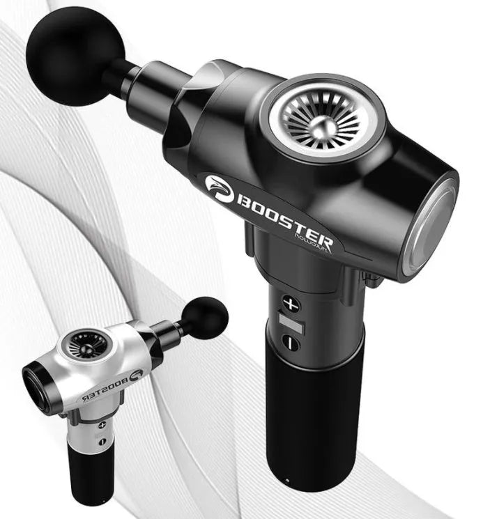 Professional black and white muscle relaxation massager with adjustable speed control
