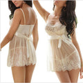White spandex lace lingerie set with bodice support, available in S M L sizes