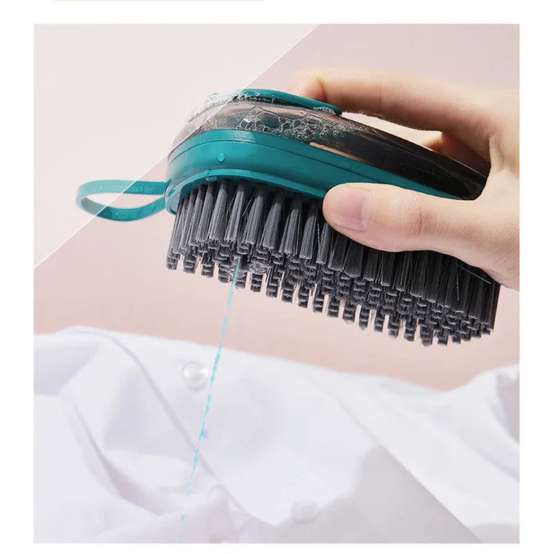 Multifunctional automatic liquid cleaning brush with ergonomic grip, blue colour, on white background