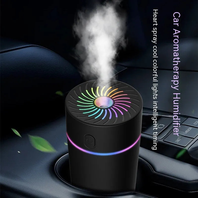Car USB mini humidifier unit with aromatherapy function in black or white finish