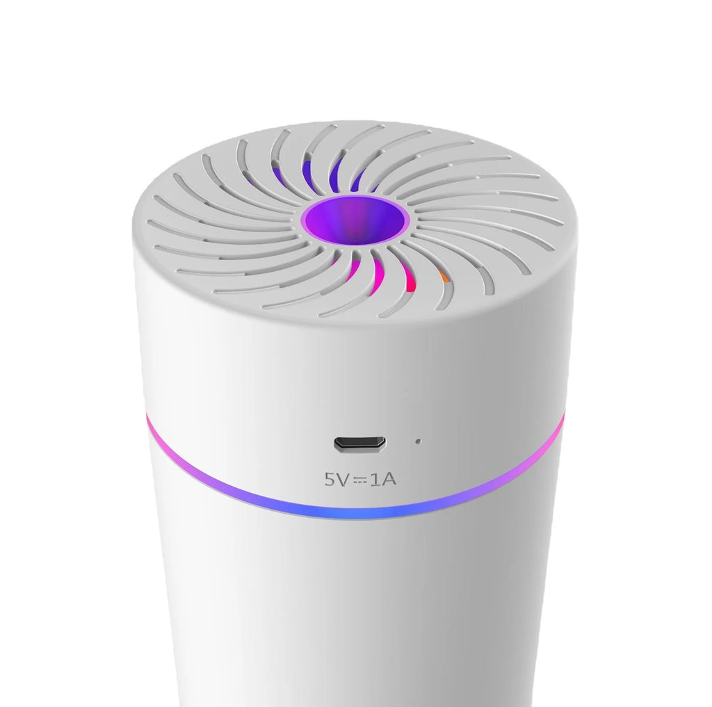 Car USB mini humidifier unit with aromatherapy function in black or white finish