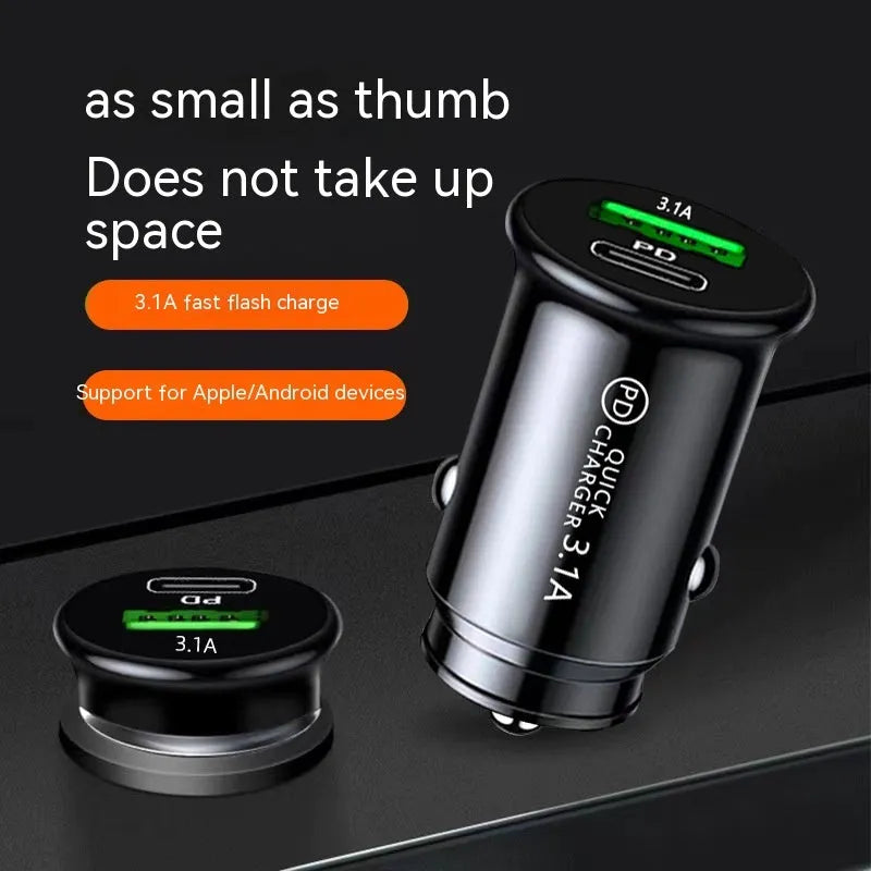 Black and white dual-port car charger converter for vehicle cigarette lighter sockets